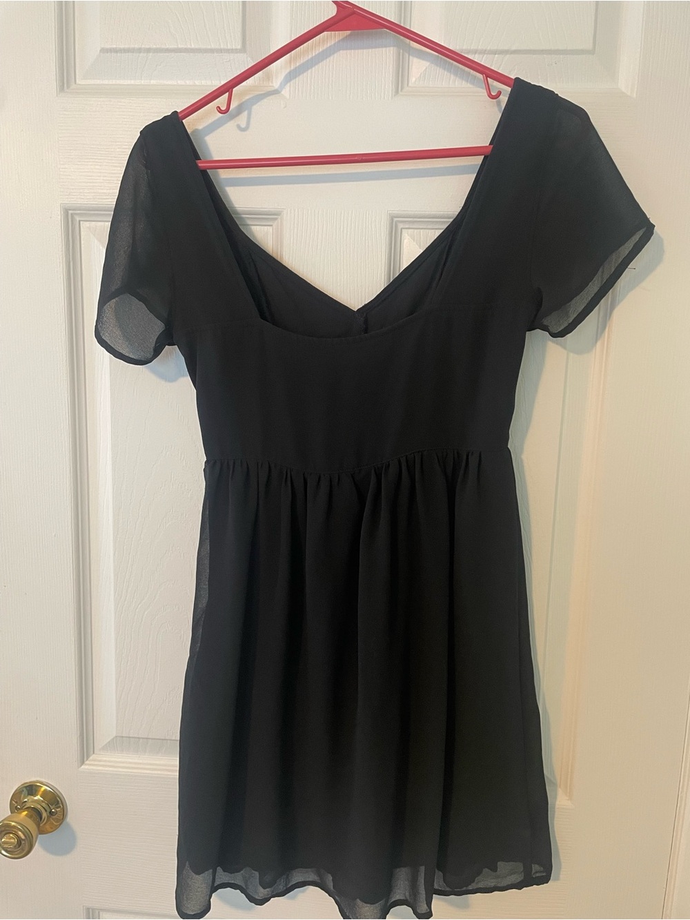 Black Short Sleeve Babydoll Mini Dress - Picture 2 of 2